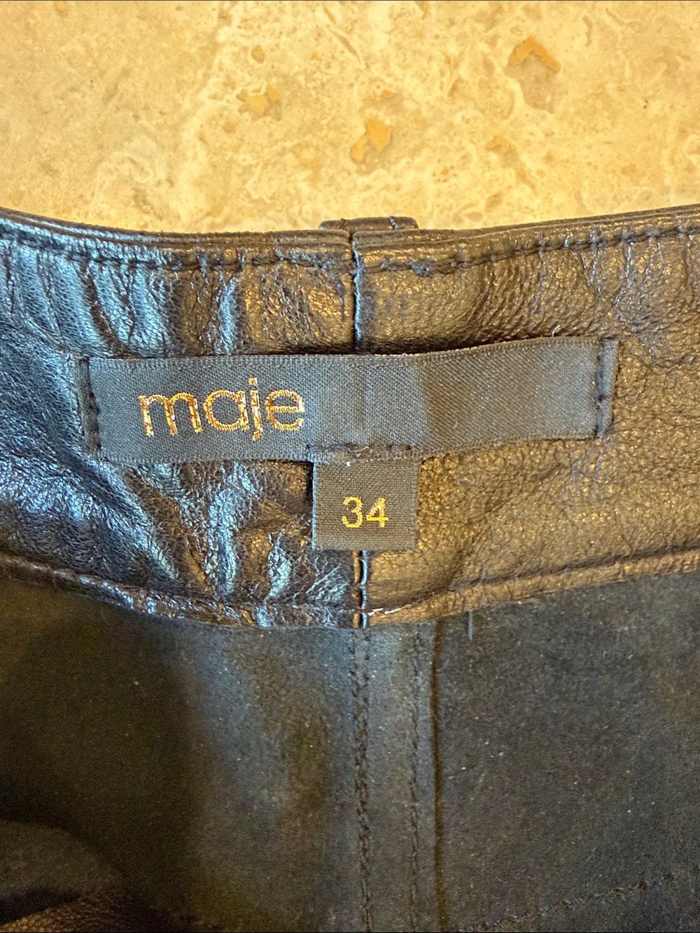 Maje LEATHER Black High Waist Shorts